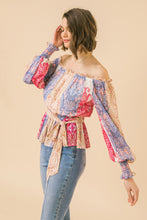 Load image into Gallery viewer, zSALE Mykonos Printed Off The Shoulder Tie Waist Blouse
