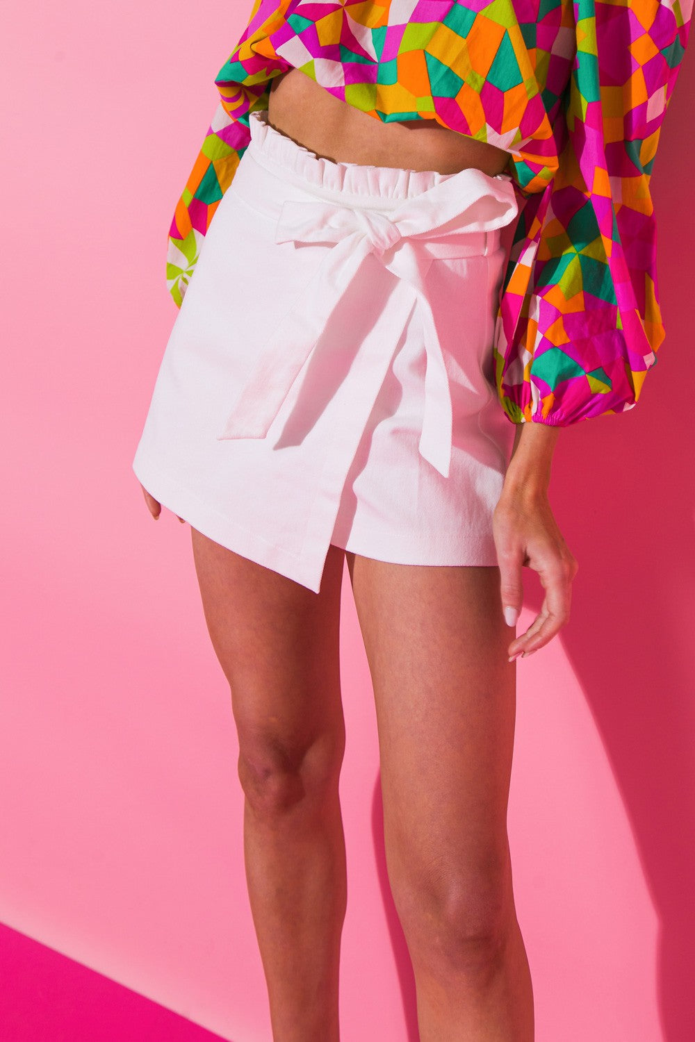 zSALE Kimber Wrapped Uneven Hem Tie Front Skort - White