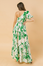 Load image into Gallery viewer, Sarasota Palm Print One Shoulder Maxi Dress - Green Multi
