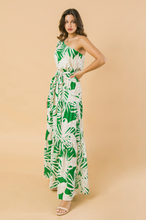 Load image into Gallery viewer, Sarasota Palm Print One Shoulder Maxi Dress - Green Multi
