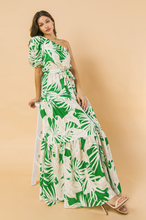 Load image into Gallery viewer, Sarasota Palm Print One Shoulder Maxi Dress - Green Multi
