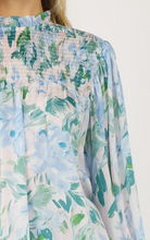 Load image into Gallery viewer, zSALE Phoebe Floral Print Mock Neck Long Sleeve Blouse - Blue Multi
