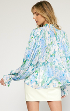 Load image into Gallery viewer, zSALE Phoebe Floral Print Mock Neck Long Sleeve Blouse - Blue Multi
