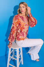 Load image into Gallery viewer, zSALE Sabrina Floral Printed Long Sleeve Woven Blouse - Multi
