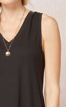 Load image into Gallery viewer, Shore Jersey Knit V-Neck Relaxed Fit T-Shirt Dress - Black
