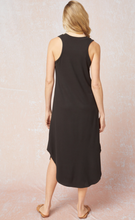 Load image into Gallery viewer, Shore Jersey Knit V-Neck Relaxed Fit T-Shirt Dress - Black
