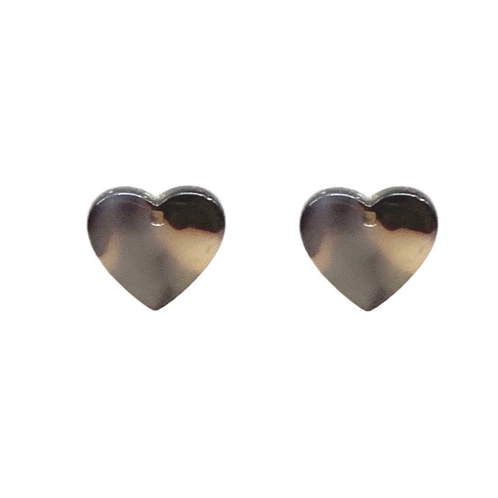 Heart Shaped Classic Brown Tortoise Stud Earrings