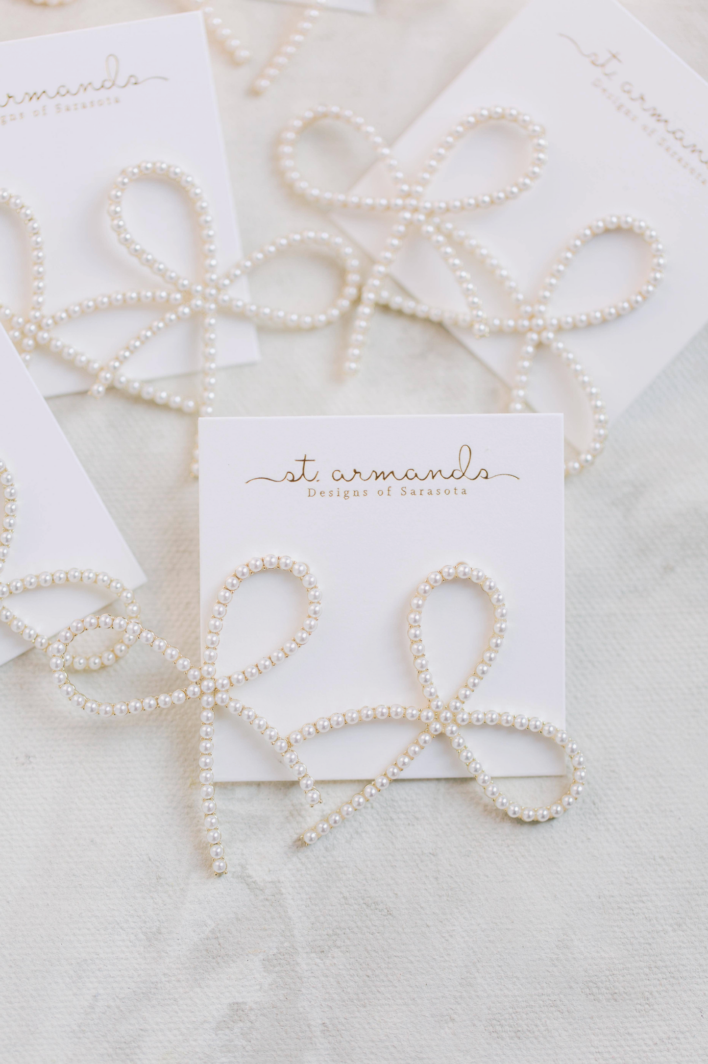Bow Statement Earrings - Pearl Gold