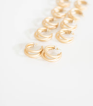 Load image into Gallery viewer, Matte Triple Gold Hoop Earrings
