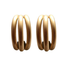Load image into Gallery viewer, Matte Triple Gold Hoop Earrings
