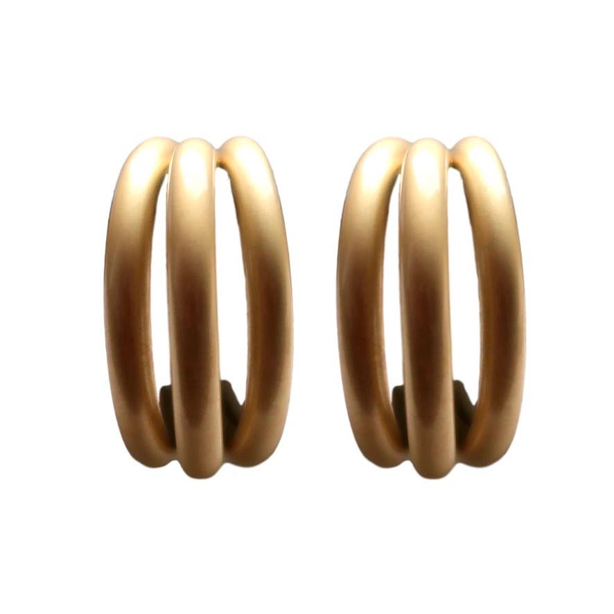 Matte Triple Gold Hoop Earrings