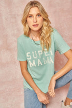 Load image into Gallery viewer, zSALE Super Mama Mineral Washed Vintage Graphic Short Sleeve Tee - Sage
