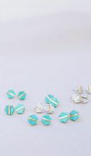 Load image into Gallery viewer, Turquoise Marble Hexagon Stud Earrings
