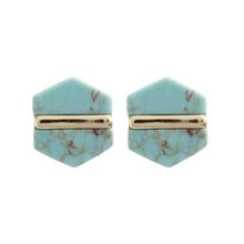 Load image into Gallery viewer, Turquoise Marble Hexagon Stud Earrings
