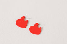 Load image into Gallery viewer, Mini Heart Huggie Earrings - Red
