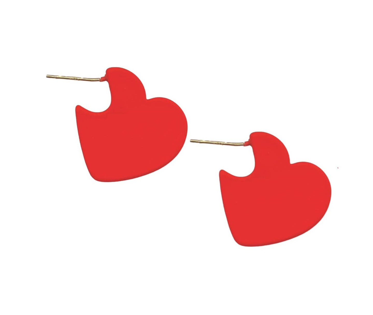 Mini Heart Huggie Earrings - Red