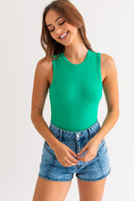 Load image into Gallery viewer, Essential Round Neck Stretch Knit Tank Bodysuit - Kelly Green
